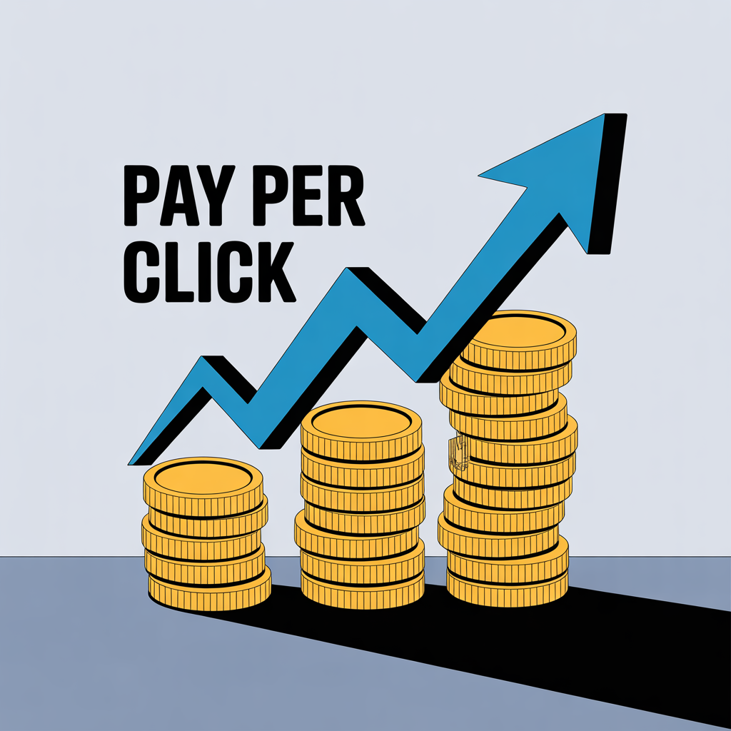 Stressed business professional analyzing Google Ads PPC campaign performance and pay-per-click advertising costs in modern office workspace