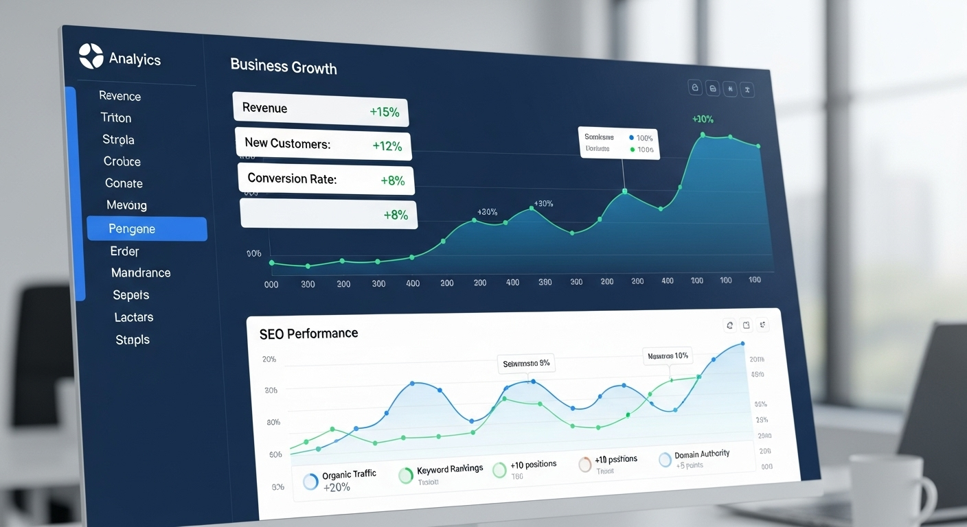 Business growth analytics dashboard showing HVAC SEO results