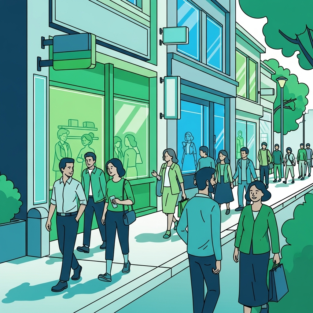 Local customers finding physical store through location-based local SEO strategy driving foot traffic and nearby customer acquisition