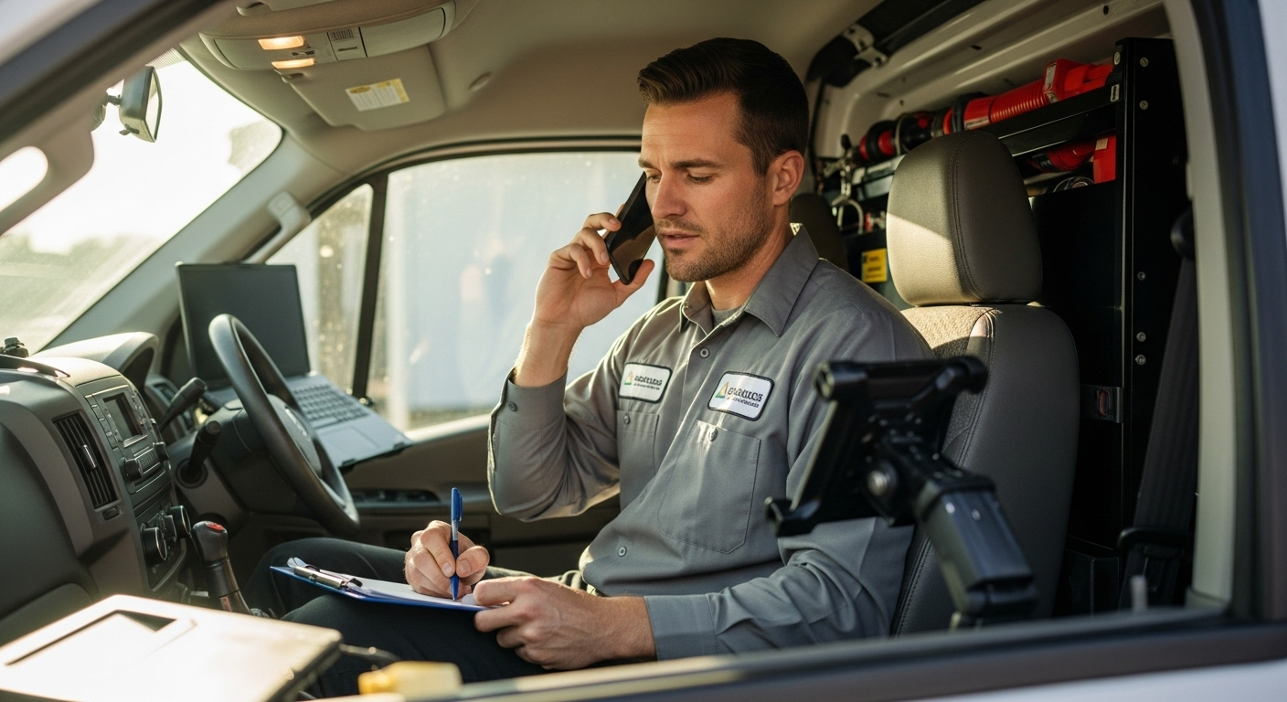 HVAC technician answering emergency service call