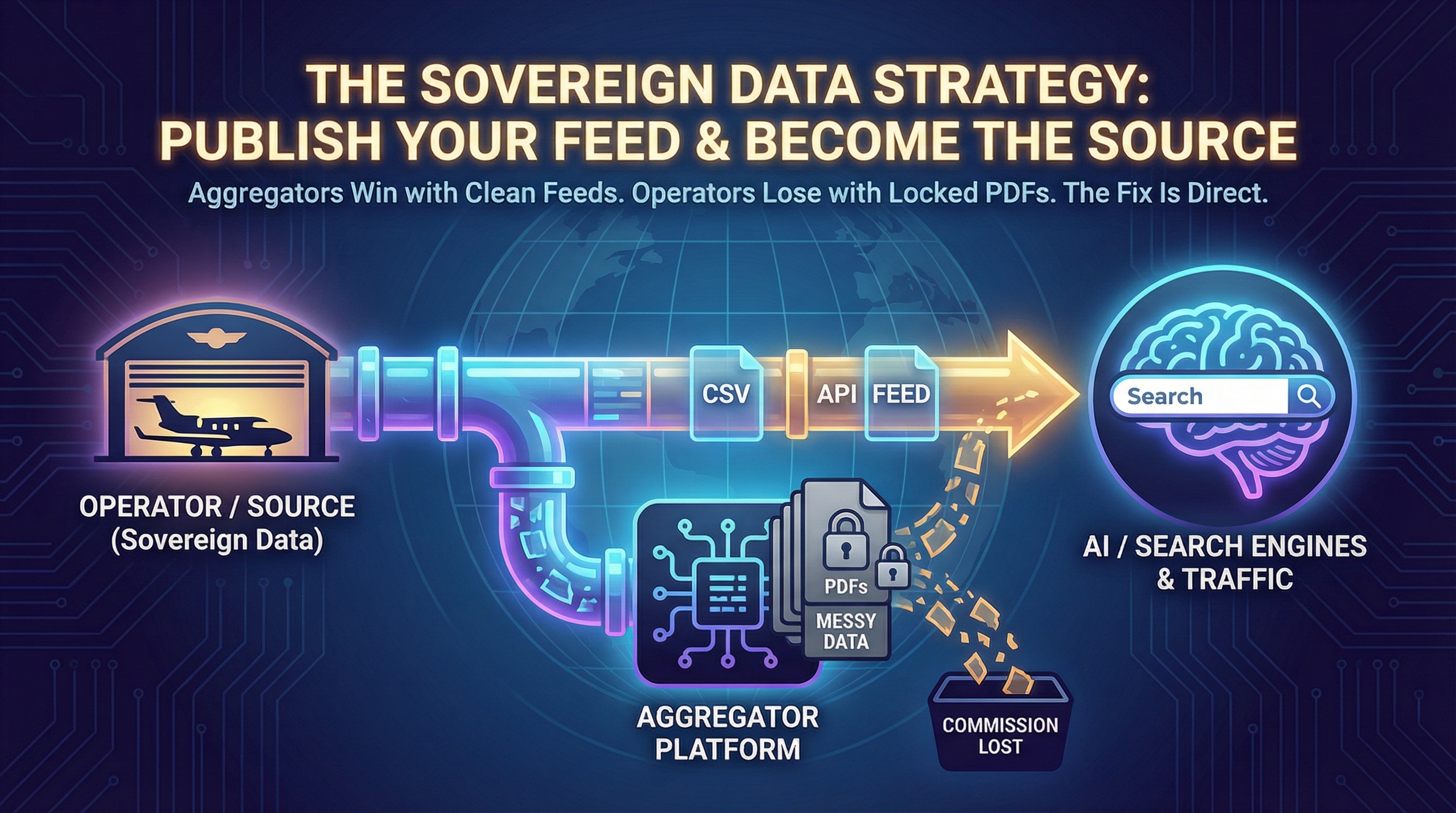 Data flow visualization between private jet operators and aggregator platforms