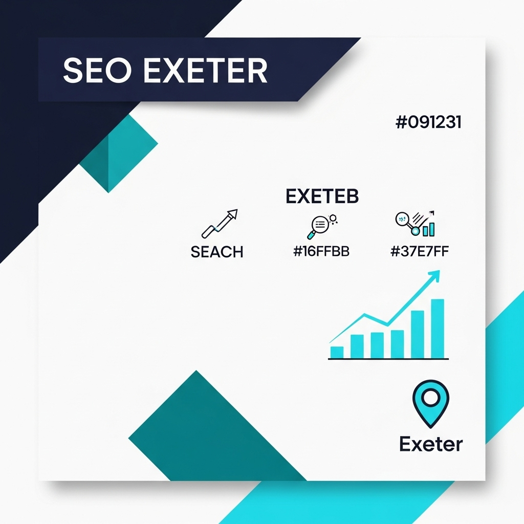 SEO specialist analysing Exeter business search rankings and local keyword optimisation on laptop