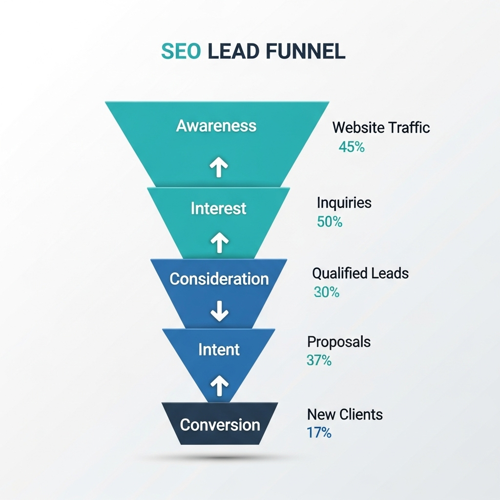 SEO leads funnel transformation diagram