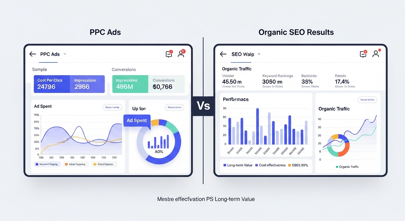 Comparison of SEO versus PPC marketing results