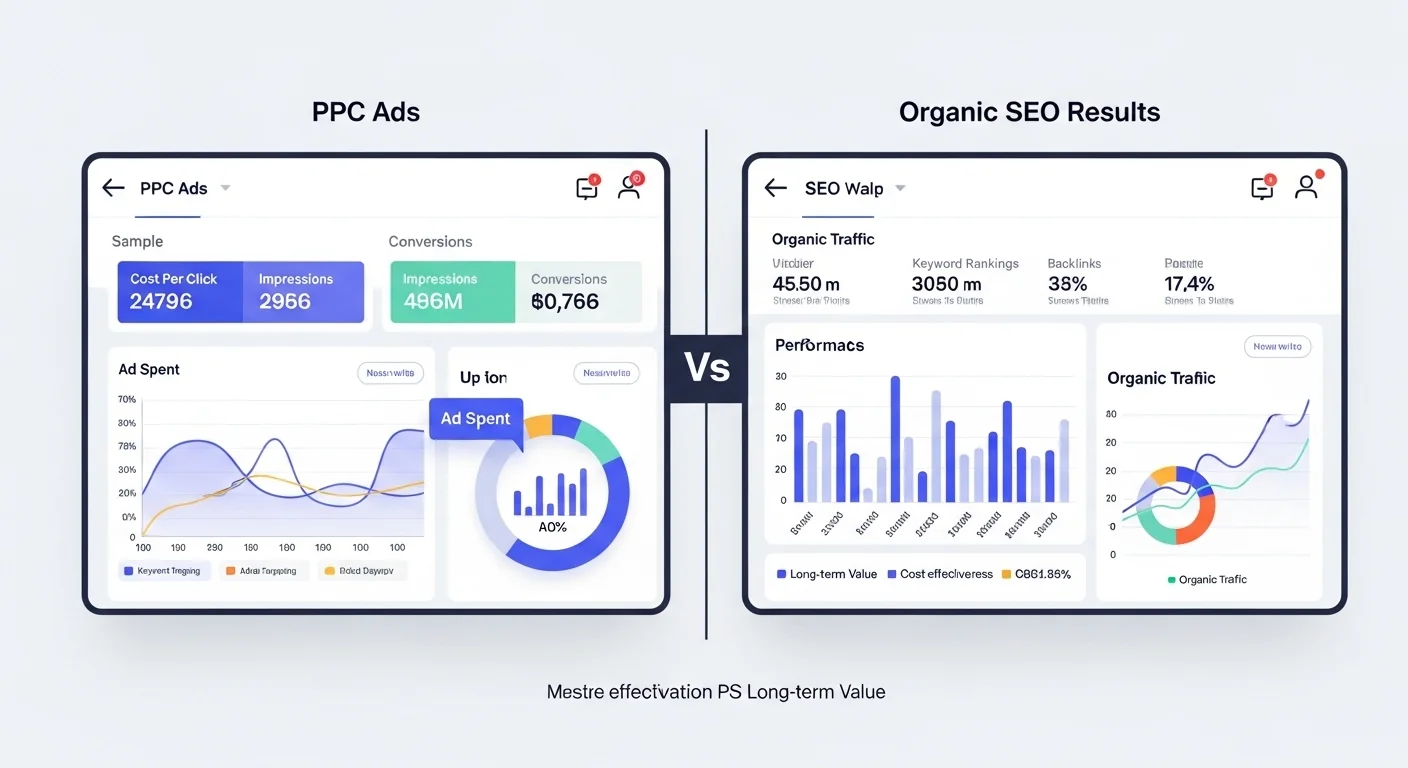 Comparison of SEO versus PPC marketing results
