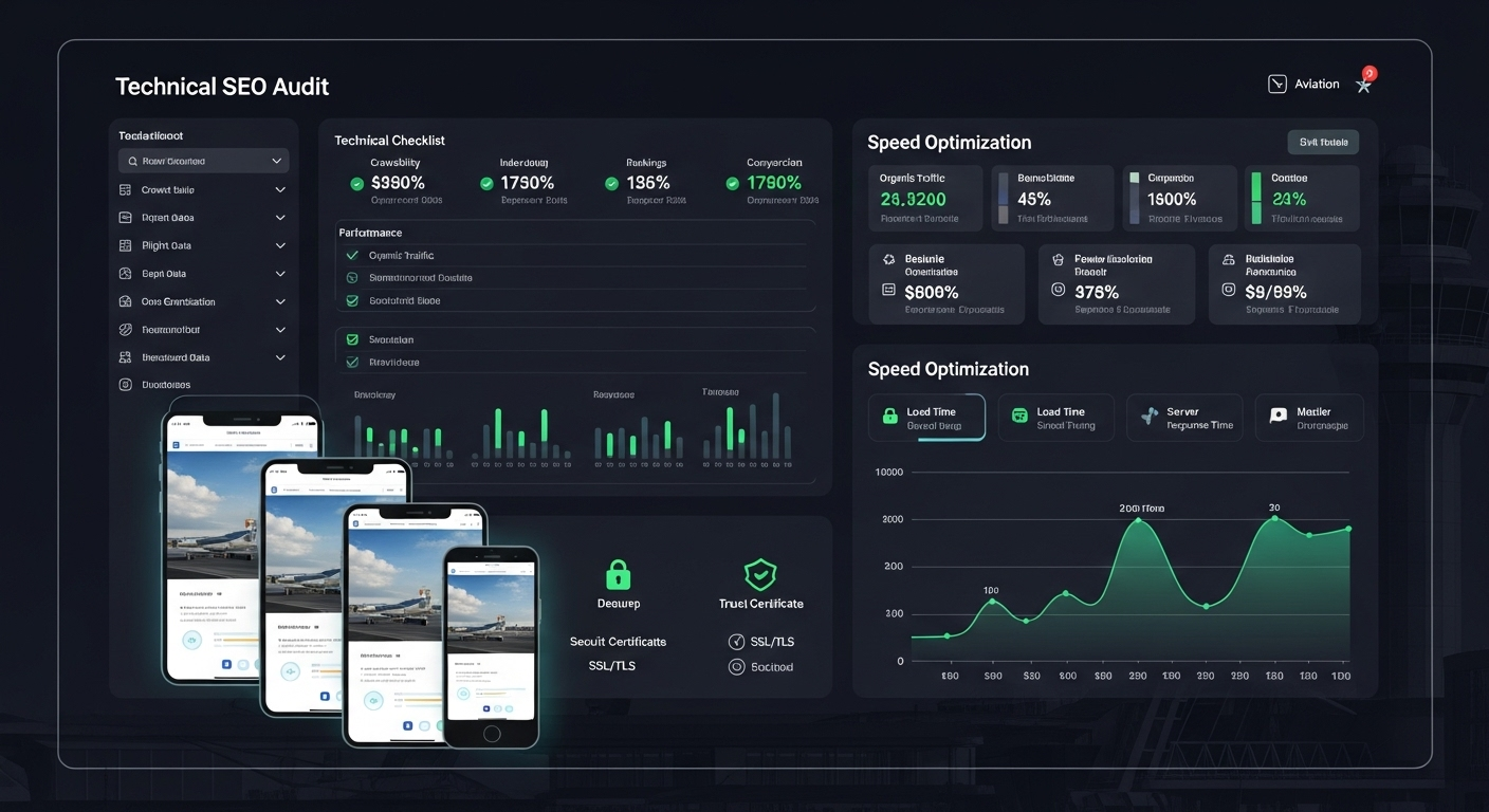 Modern luxury private jet aircraft on tarmac representing professional aviation business with optimized website technical performance