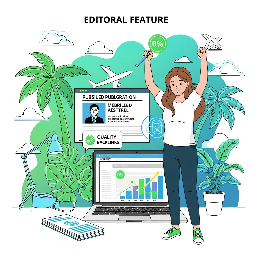 Travel content creator celebrating published article success