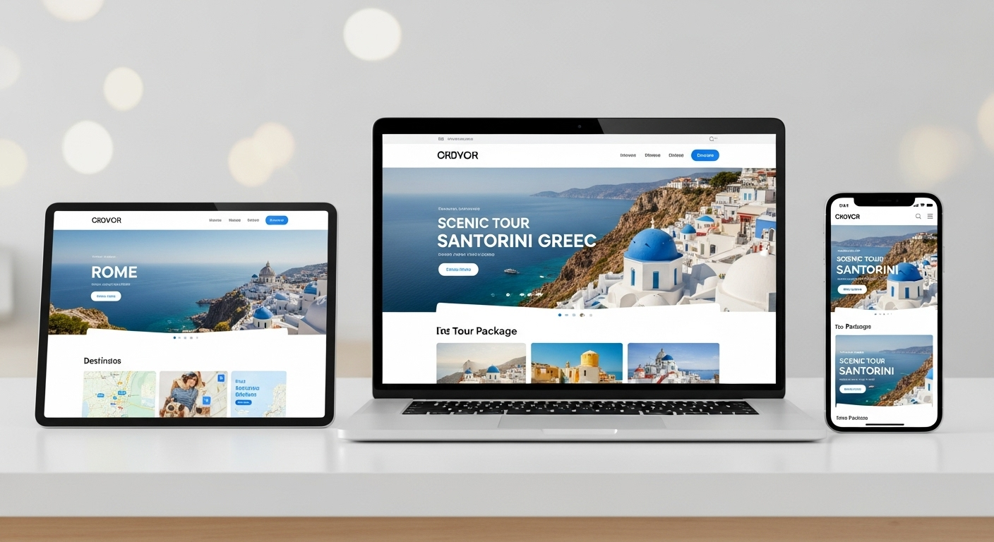 Tour operator website optimization showing booking conversion improvements and mobile responsive tour pages