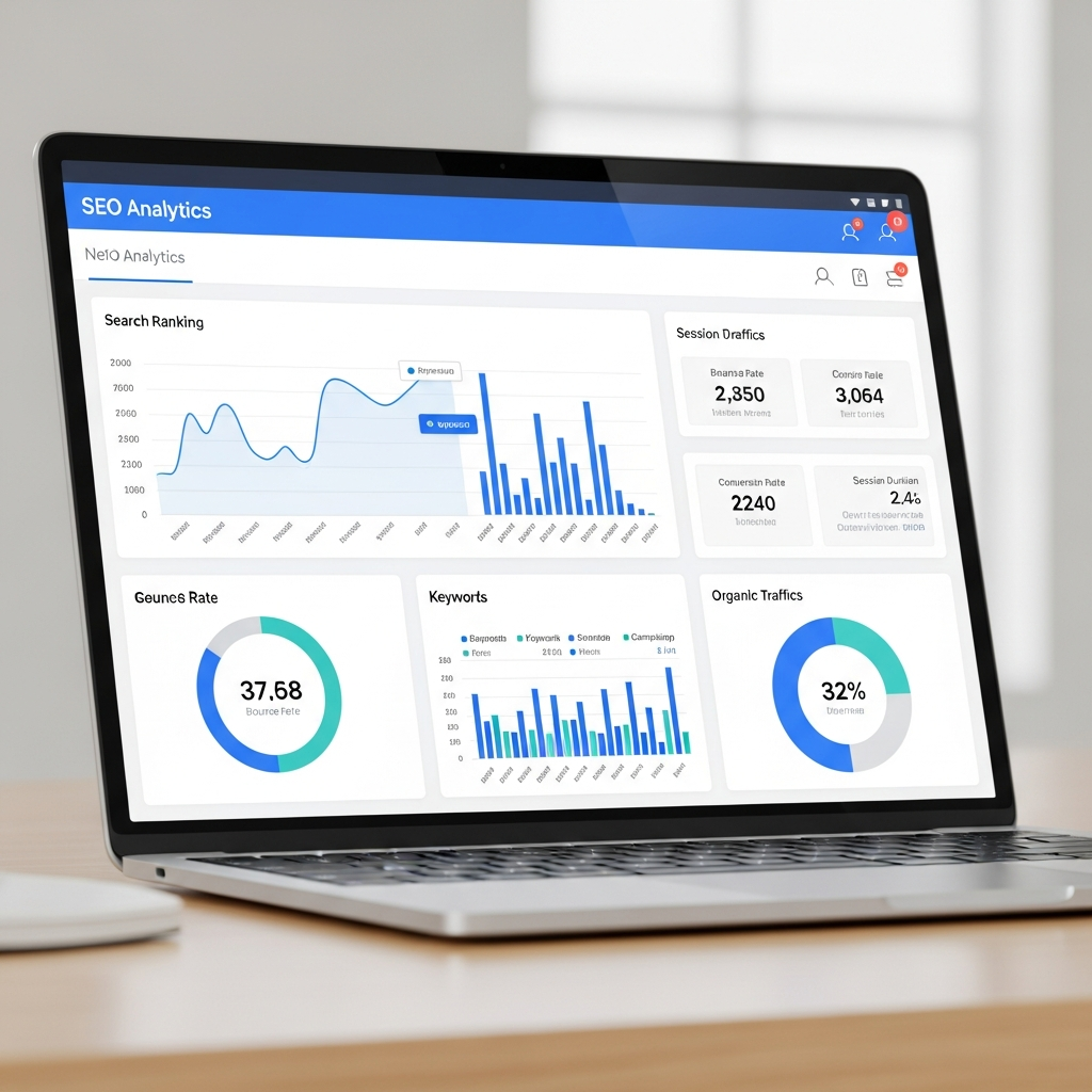 SEO analytics dashboard showing private jet company ranking improvements