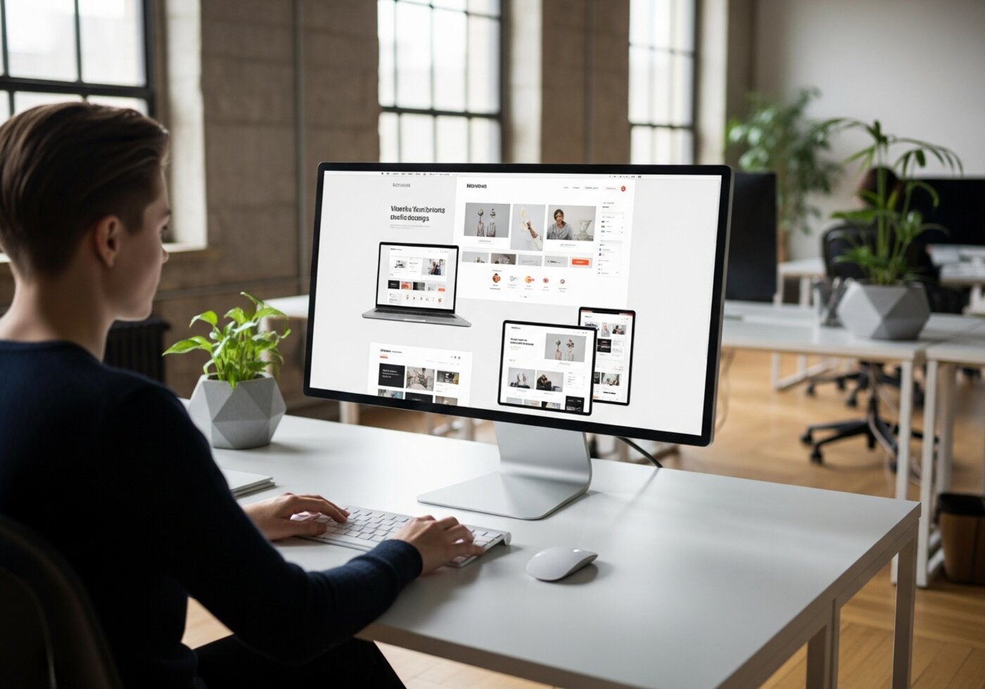 Web designer creating professional website for UK business