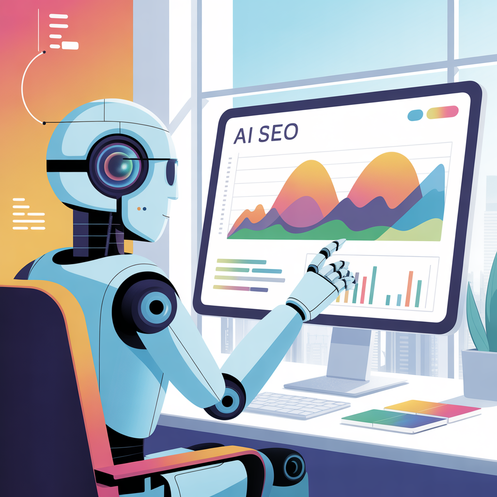 Collaborative AI SEO strategy development team working on generative engine optimization and large language model ranking improvements in professional workspace